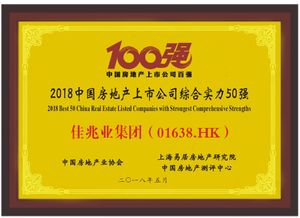 快讯 佳兆业荣获2018中国上市房企50强